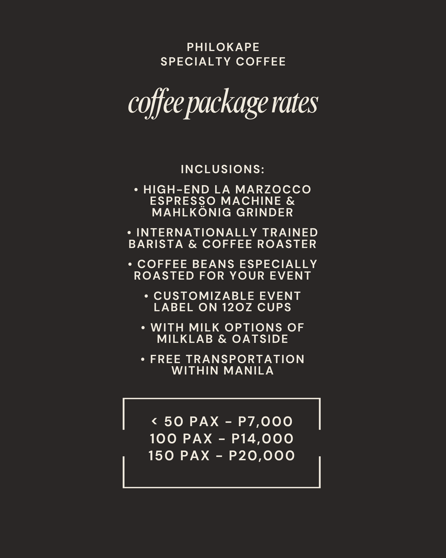 FOR 50 PAX | EVENT POP-UP COFFEE