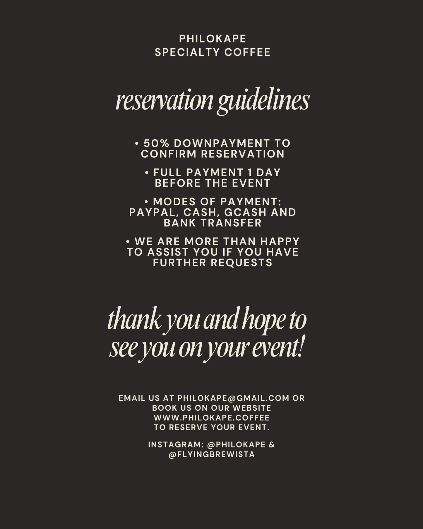 FOR 50 PAX | EVENT POP-UP COFFEE